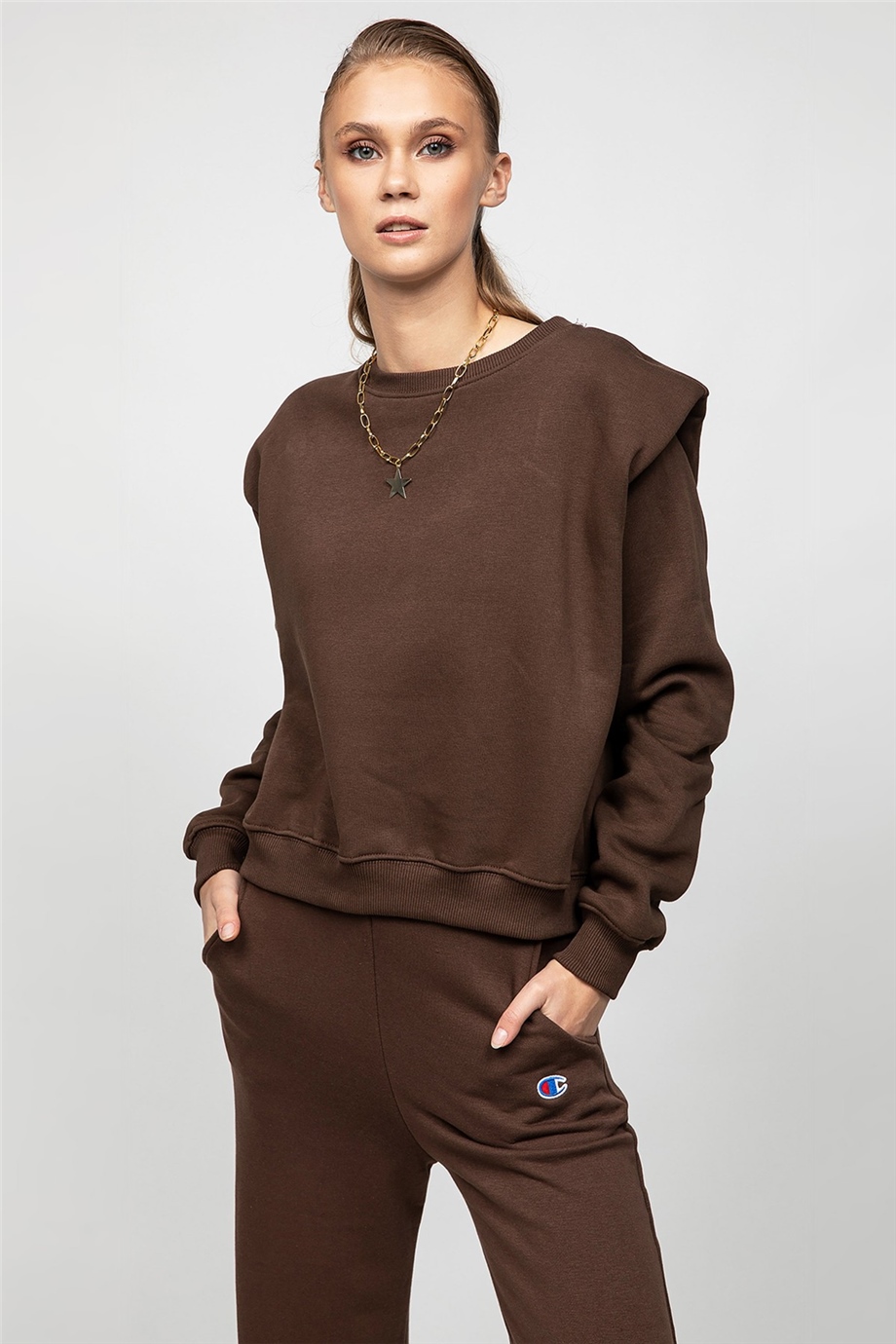 Vatkalı Kahverengi Sweat