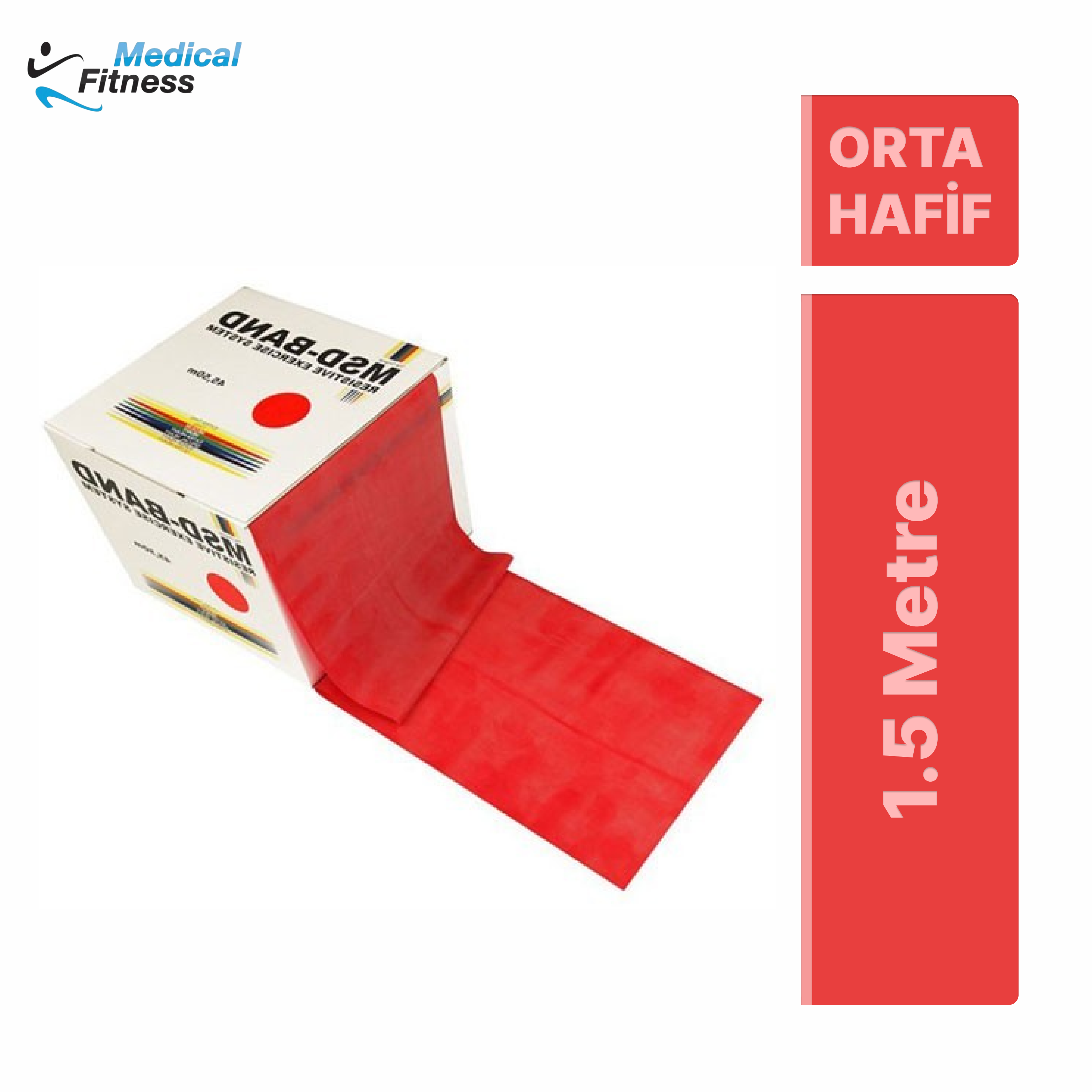 Msd-Band Egzersiz Pilates Orta Hafif Direnç Lastiği Kırmızı 1.5 MDirenç Bantları,Silindirler ve AksesuarlarMsdHBCV000007EED5