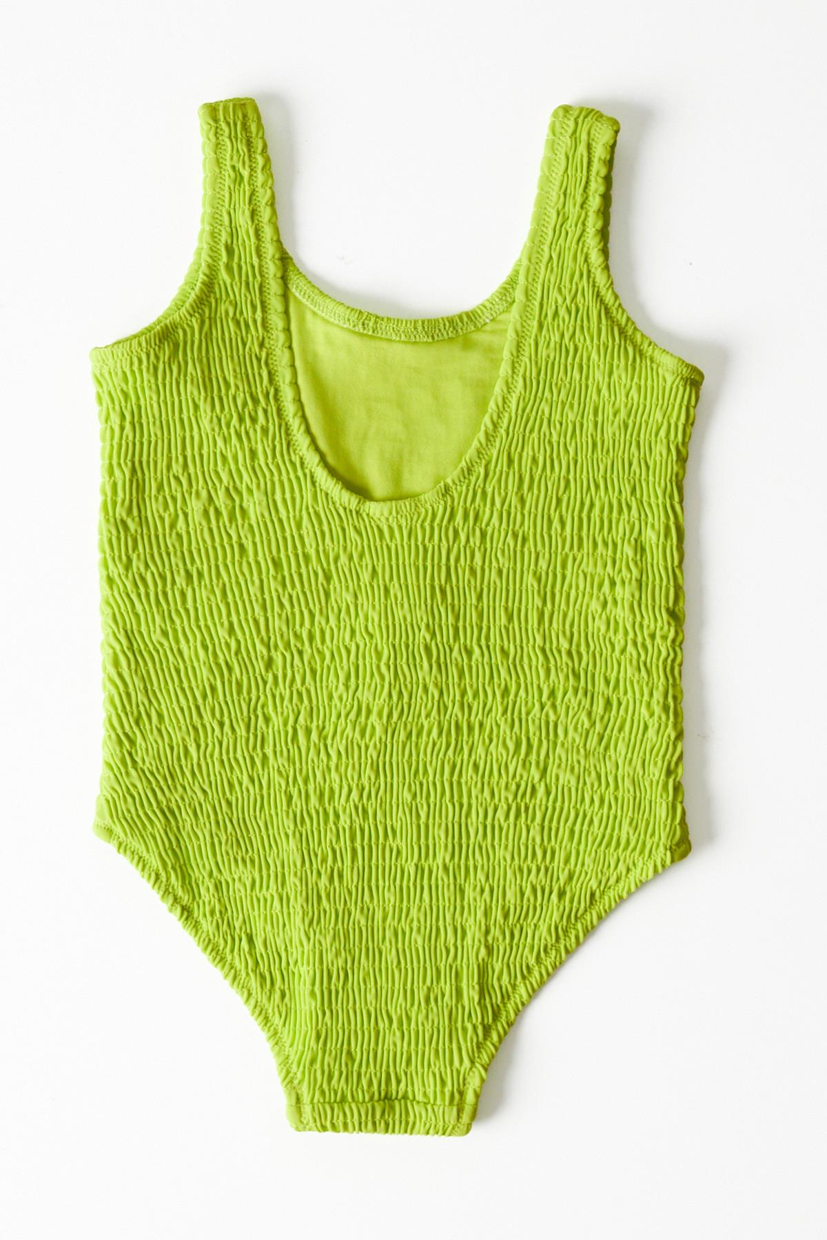 Girls Lime Colored Detail Swimwear