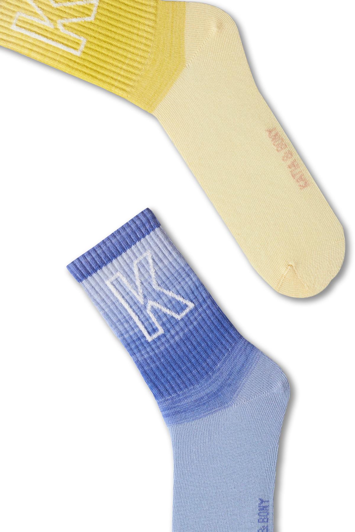 Womens Letter Pattern Gradient Color 2-Pack Sock