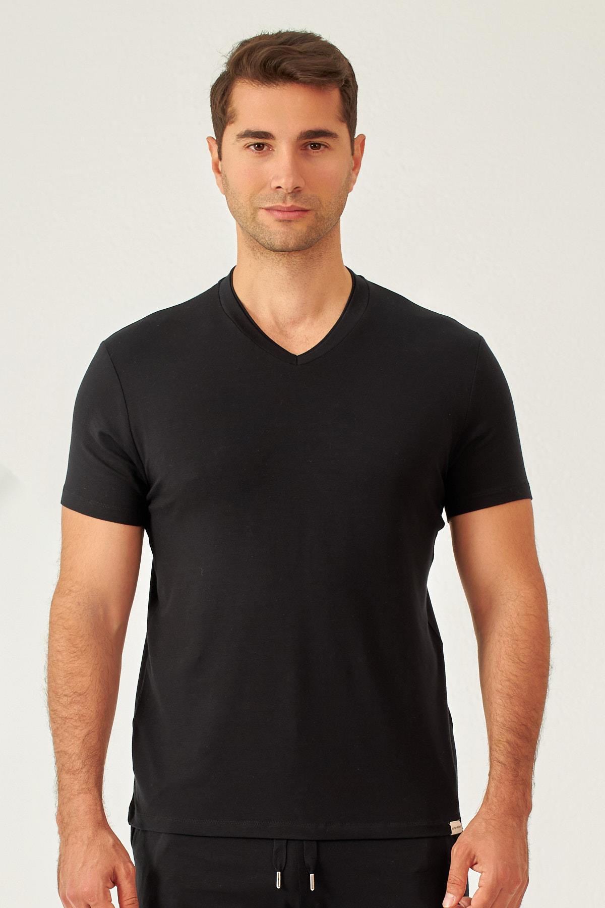 Mens Black V-Neck T-Shirt