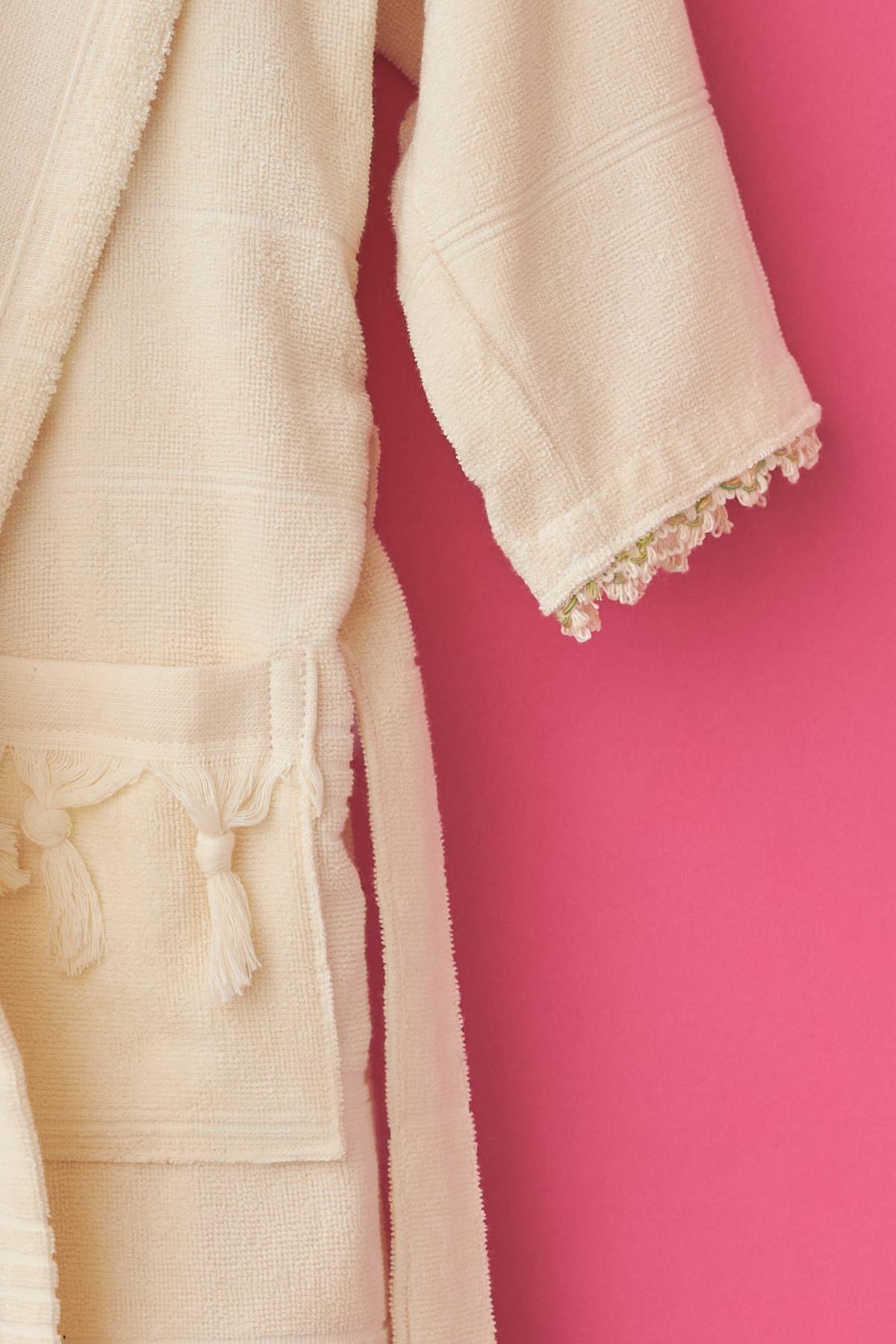 Girls Cream Colored Frida Printed Pestemal Bathrobe