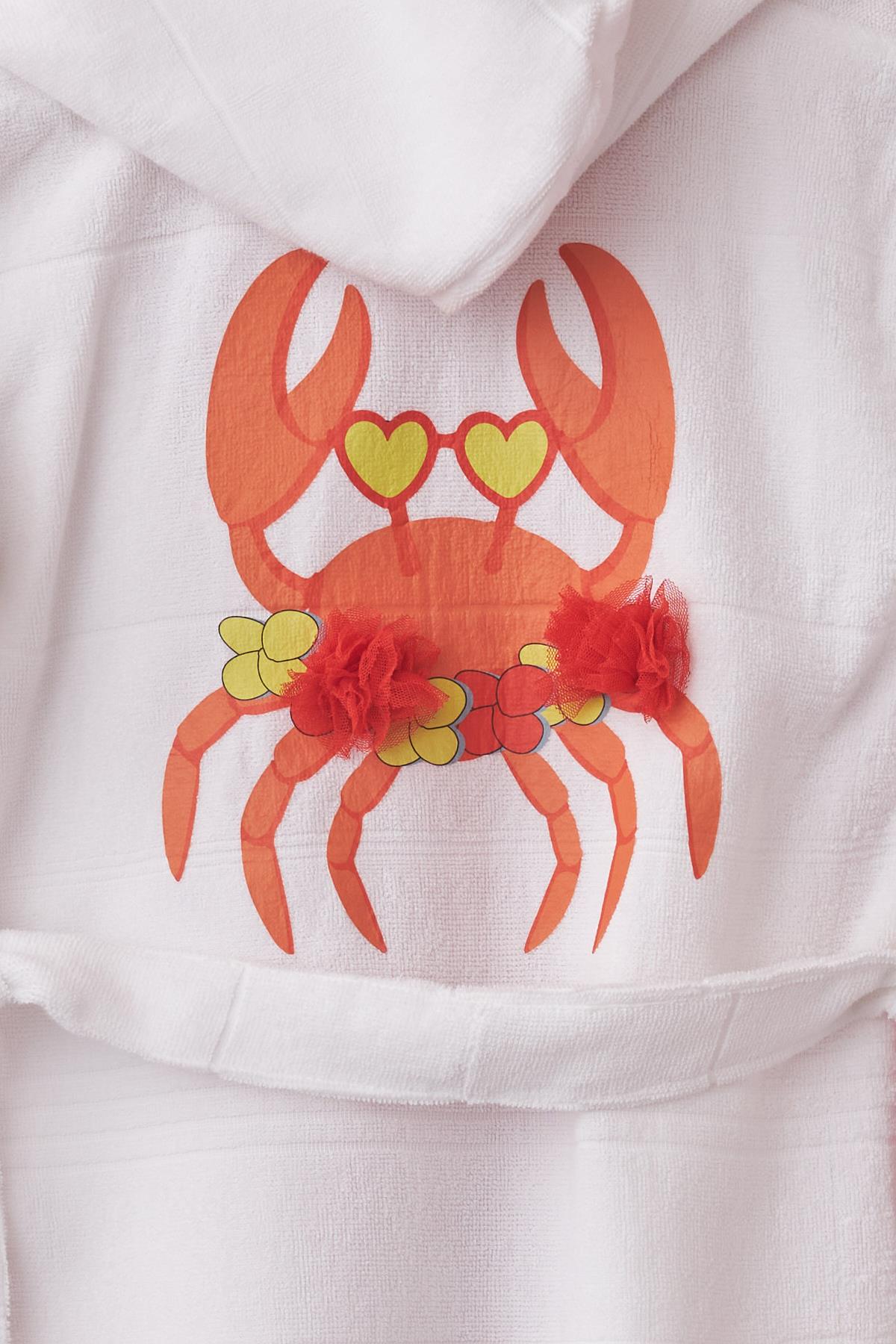 Girls Crab Printed Bathrobe Towel