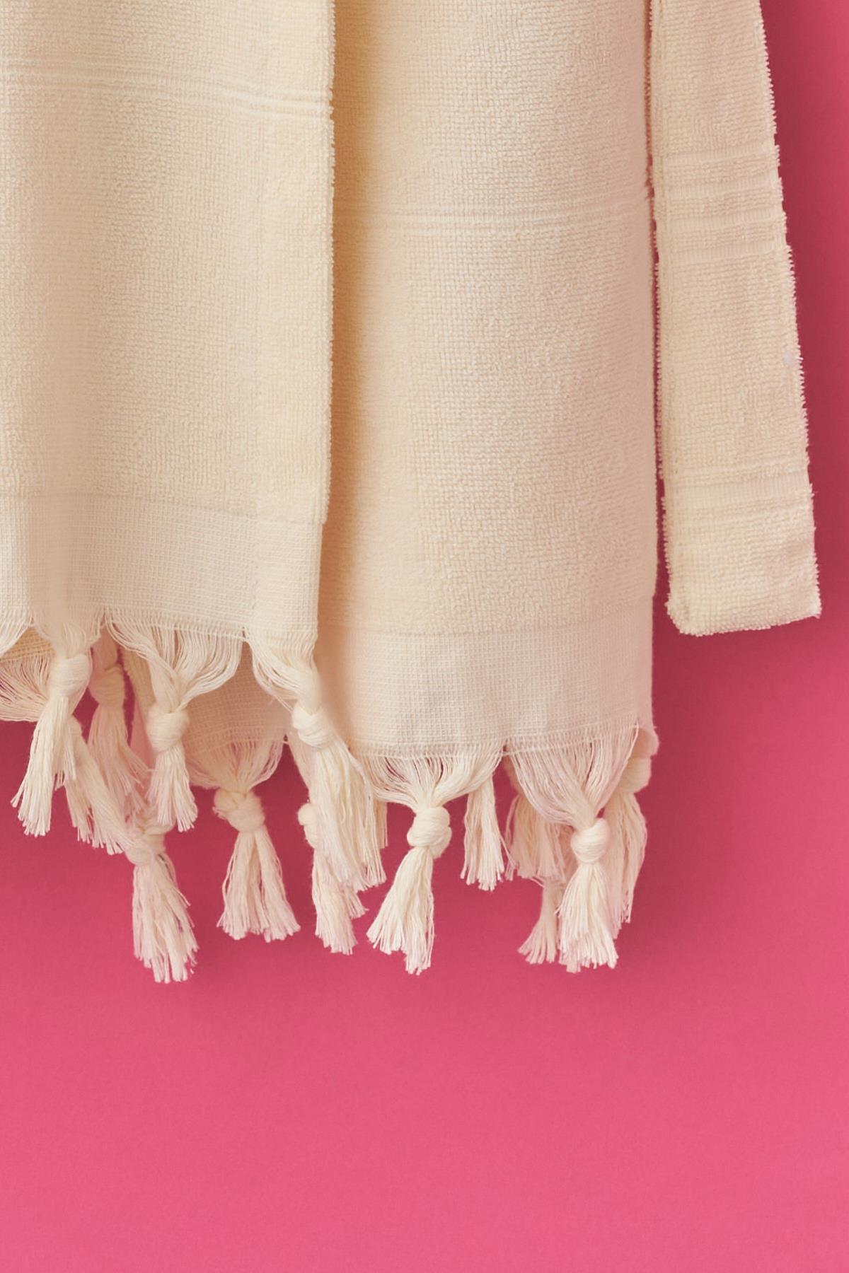 Girls Cream Colored Frida Printed Pestemal Bathrobe