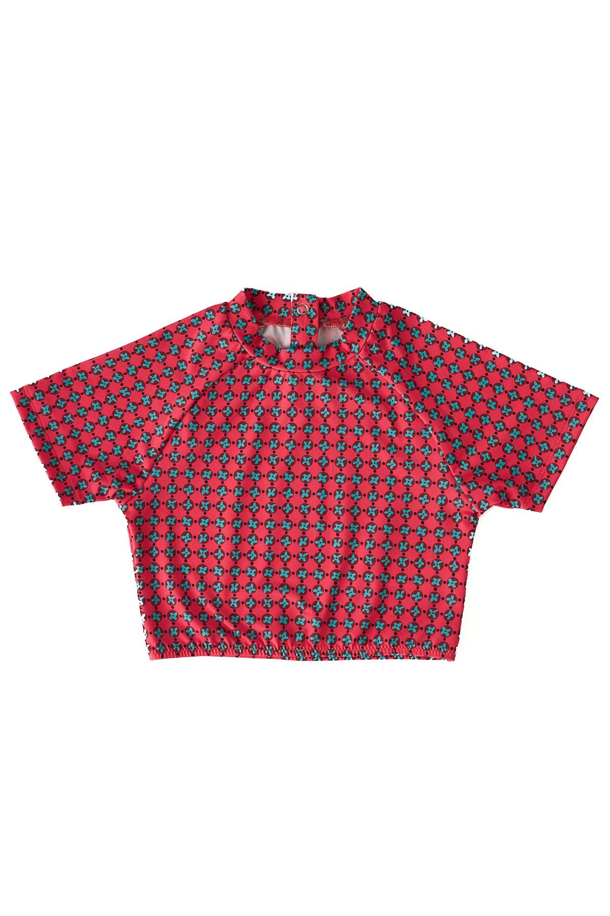 Girls Red Clover Patterned Crop Top