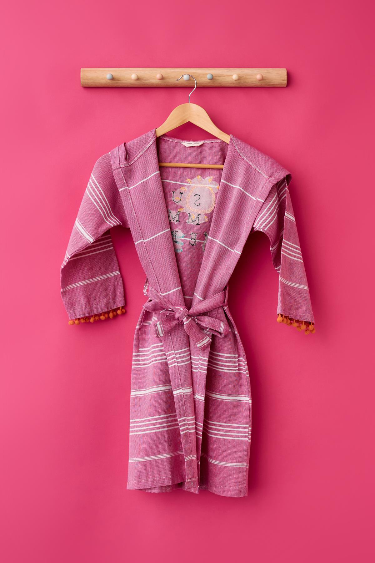 Pink Color Summer Written Towel Robe for Girls
