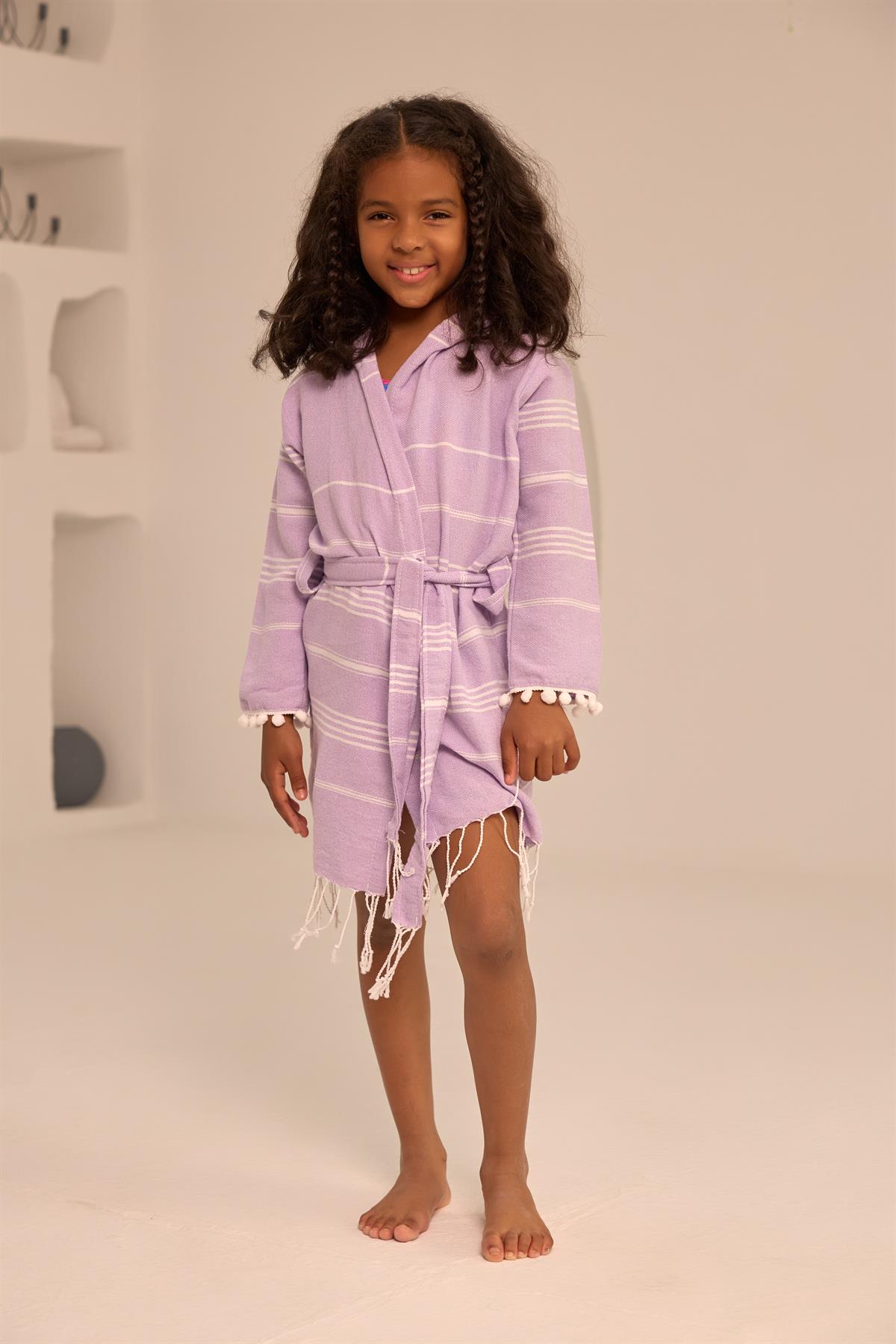Girls Purple Unicorn Printed Fouta Bathrobe