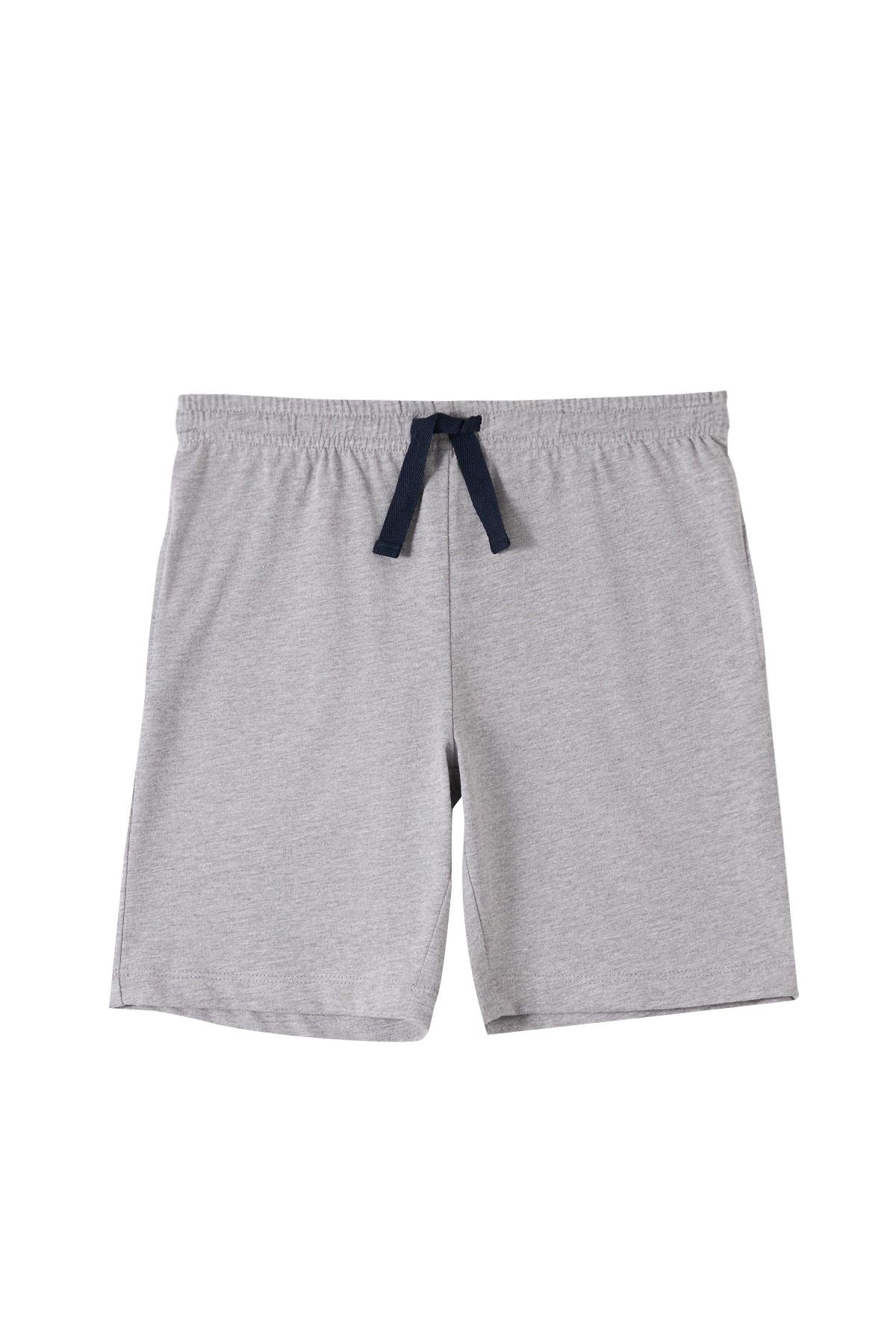 Erkek Lacivert Renkli Düğmeli Şortlu Pijama Takımı