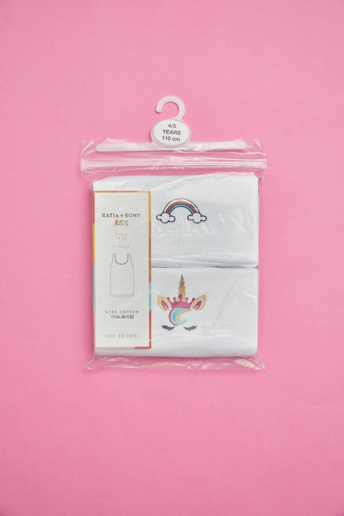 2-Pack Rainbow Girls Tank Top White/White