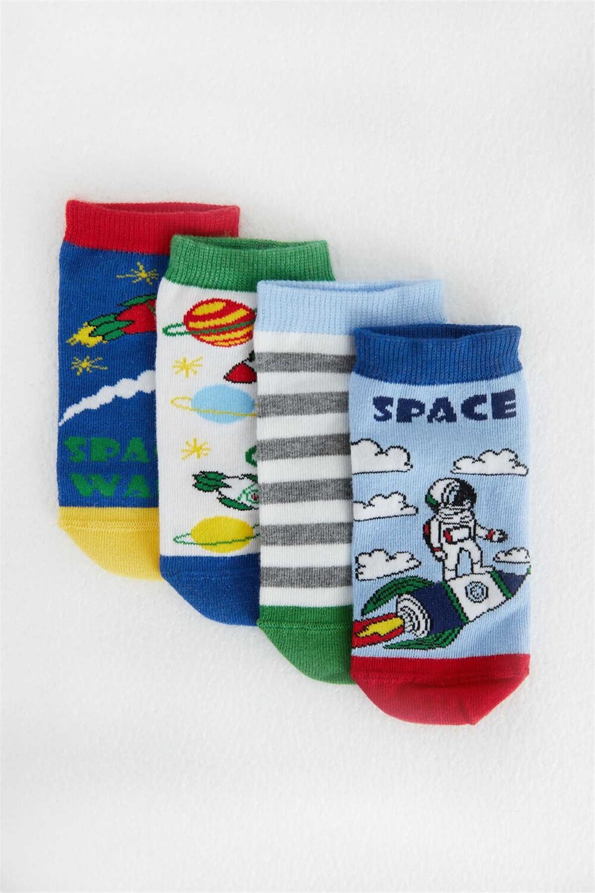 4 lü Paket Space Erkek Çocuk Patik Çorap Desenli