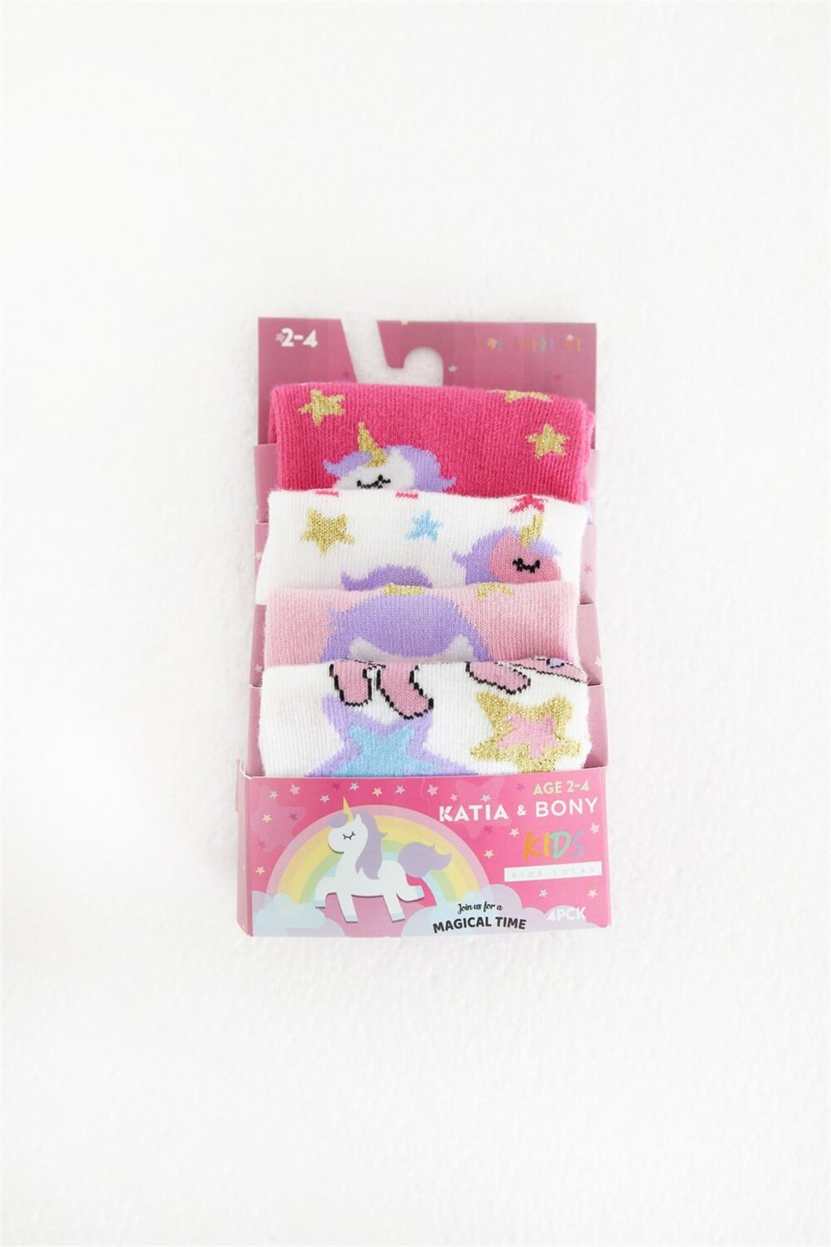 4 lü Paket Magical Time Kız Çocuk Step Çorap Desenli