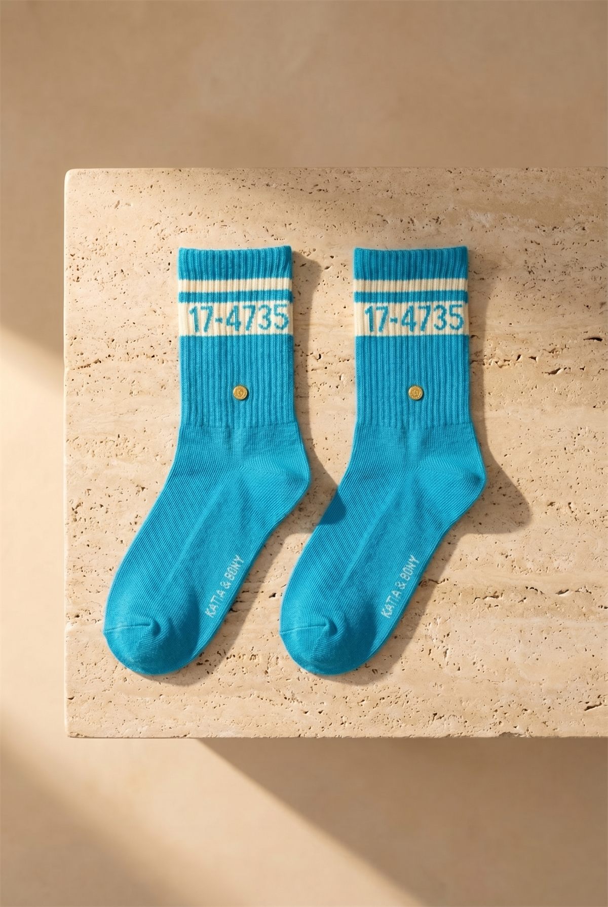  Kadın Şeritli Soket Çorap Mavi