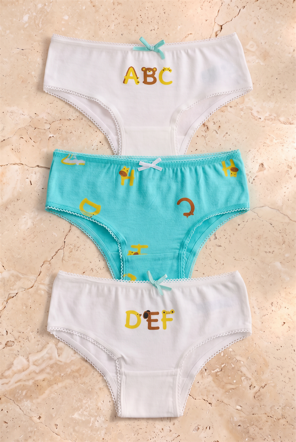  Kız Çocuk 3lü Paket Alfabe Slip