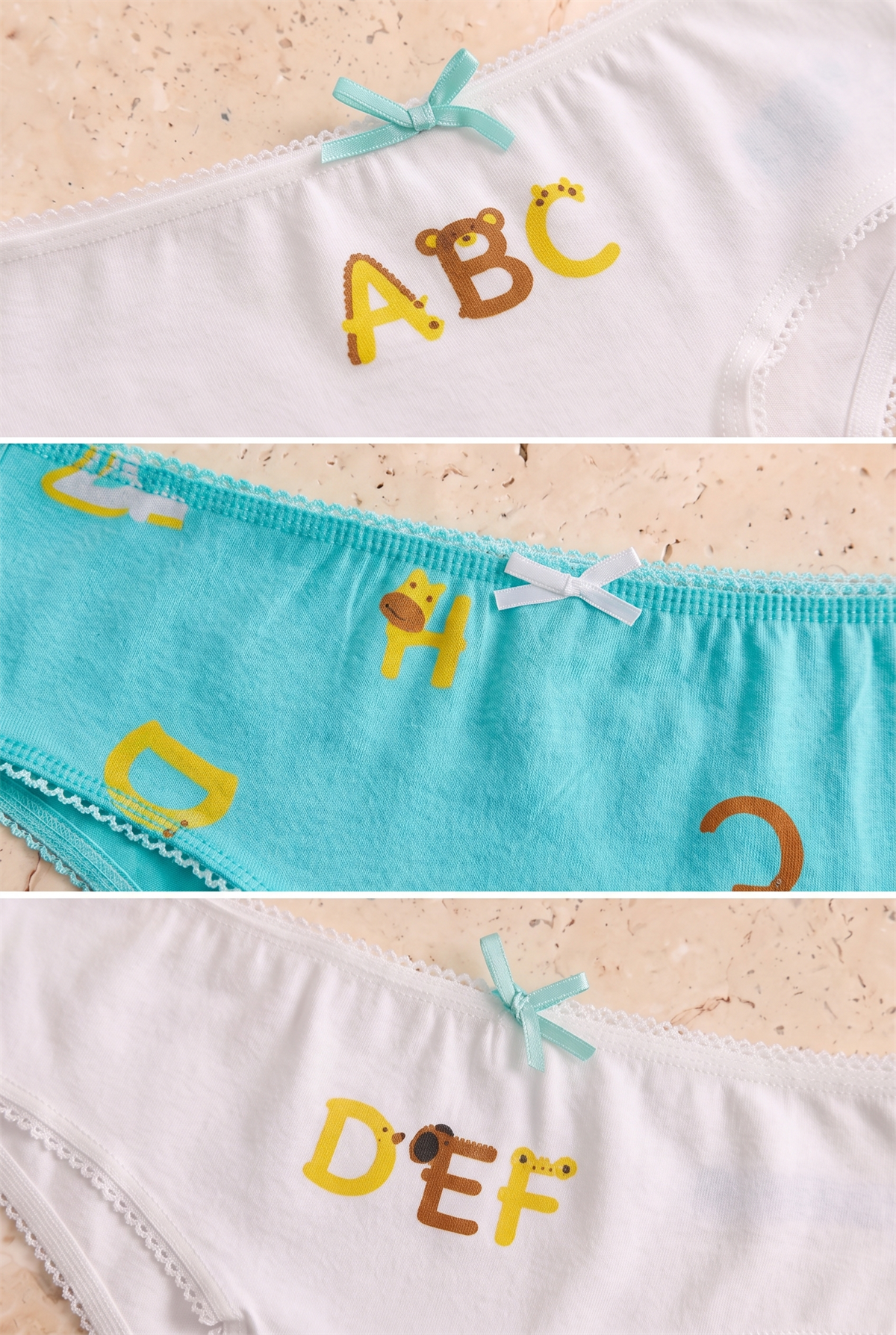  Kız Çocuk 3lü Paket Alfabe Slip