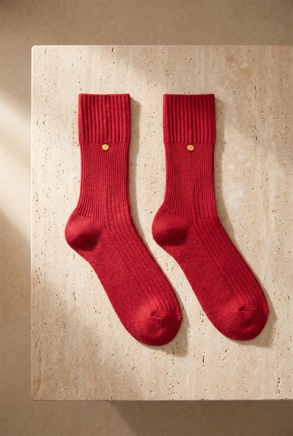  Premium Zımbalı Triko Soket Çorap Kırmızı