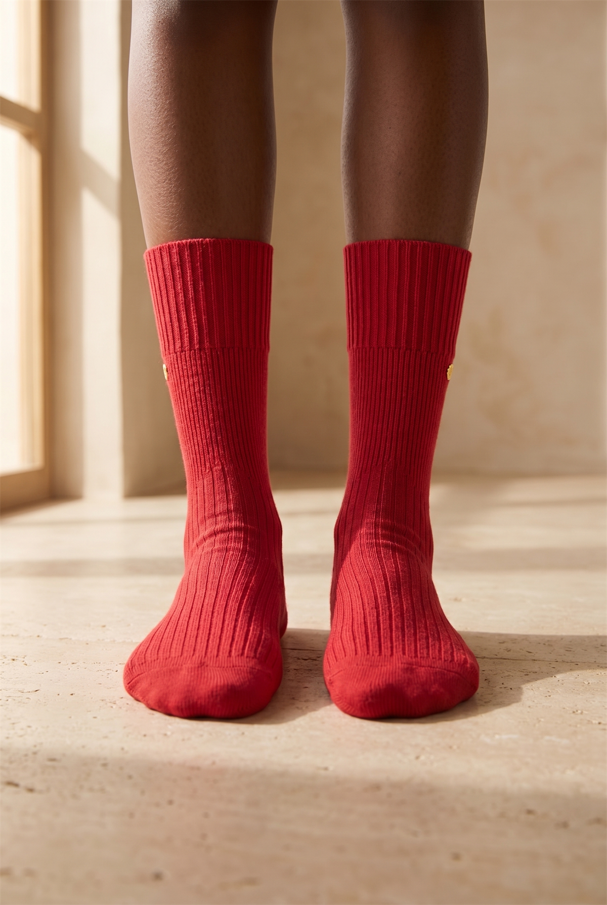  Premium Zımbalı Triko Soket Çorap Kırmızı