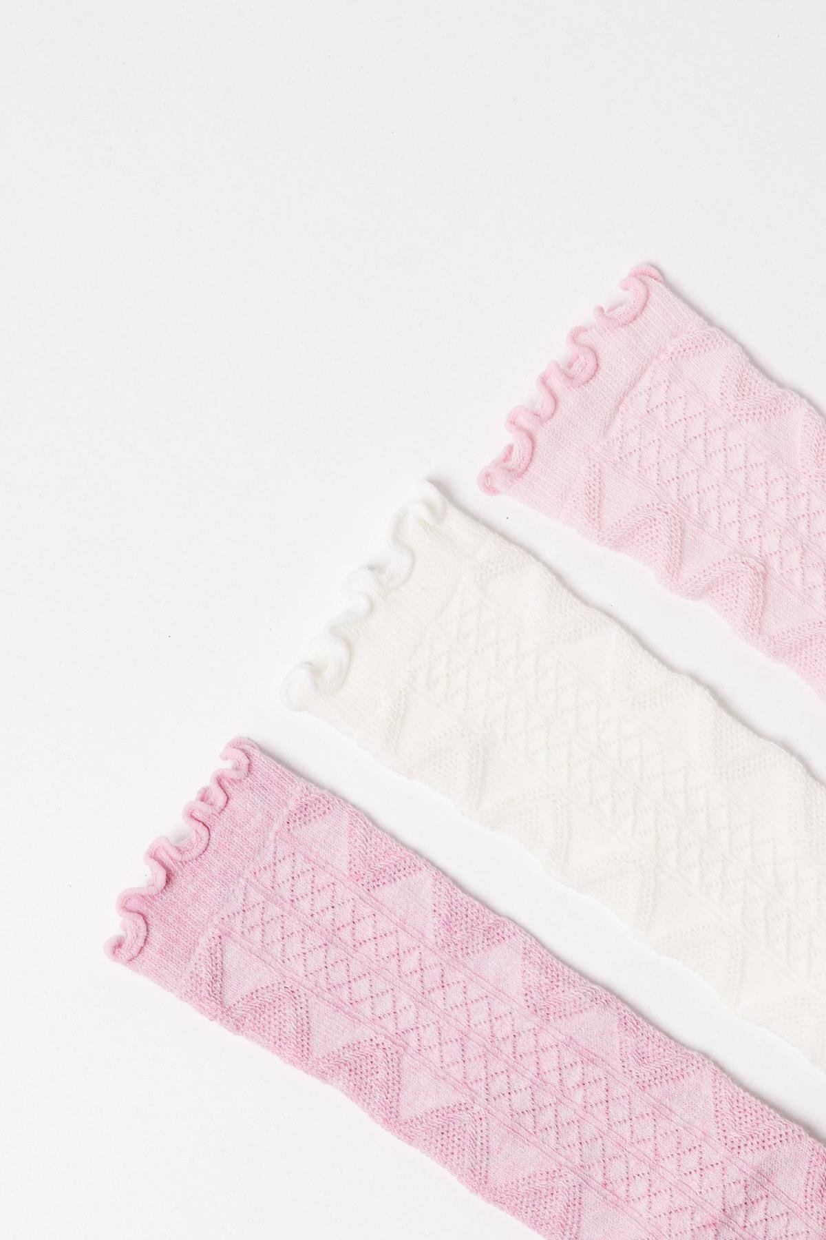 Kız Bebek 3lü Paket Dizaltı Çorap Pembe