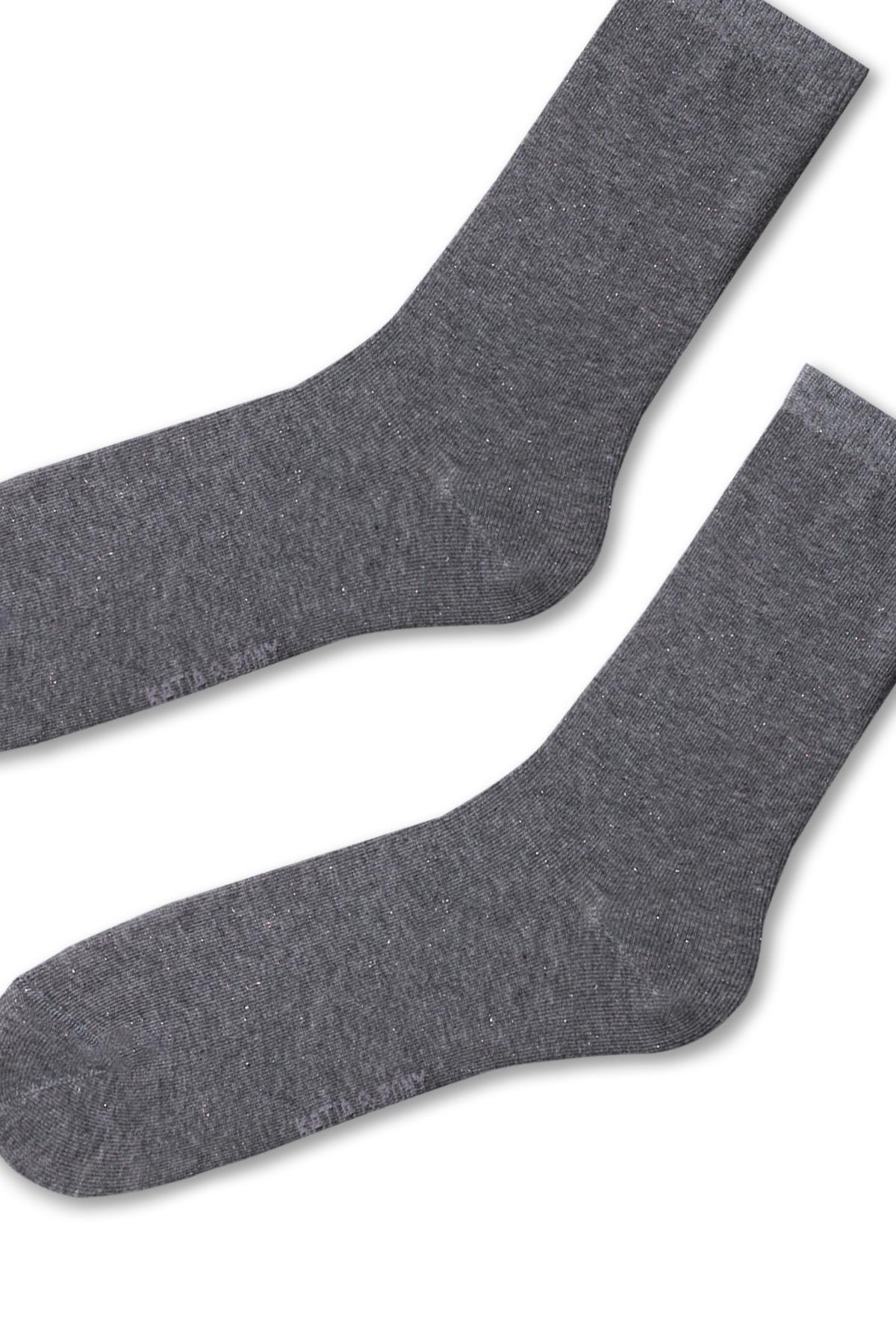 Women’s Gray Glitter Detailed Socket Socks