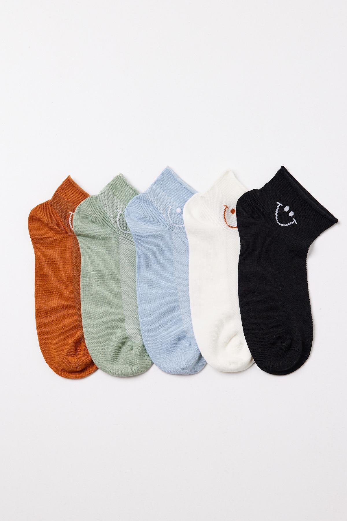 12401G2030  5 Li KADIN HAPPY MIX STEP ÇORAP Desenli