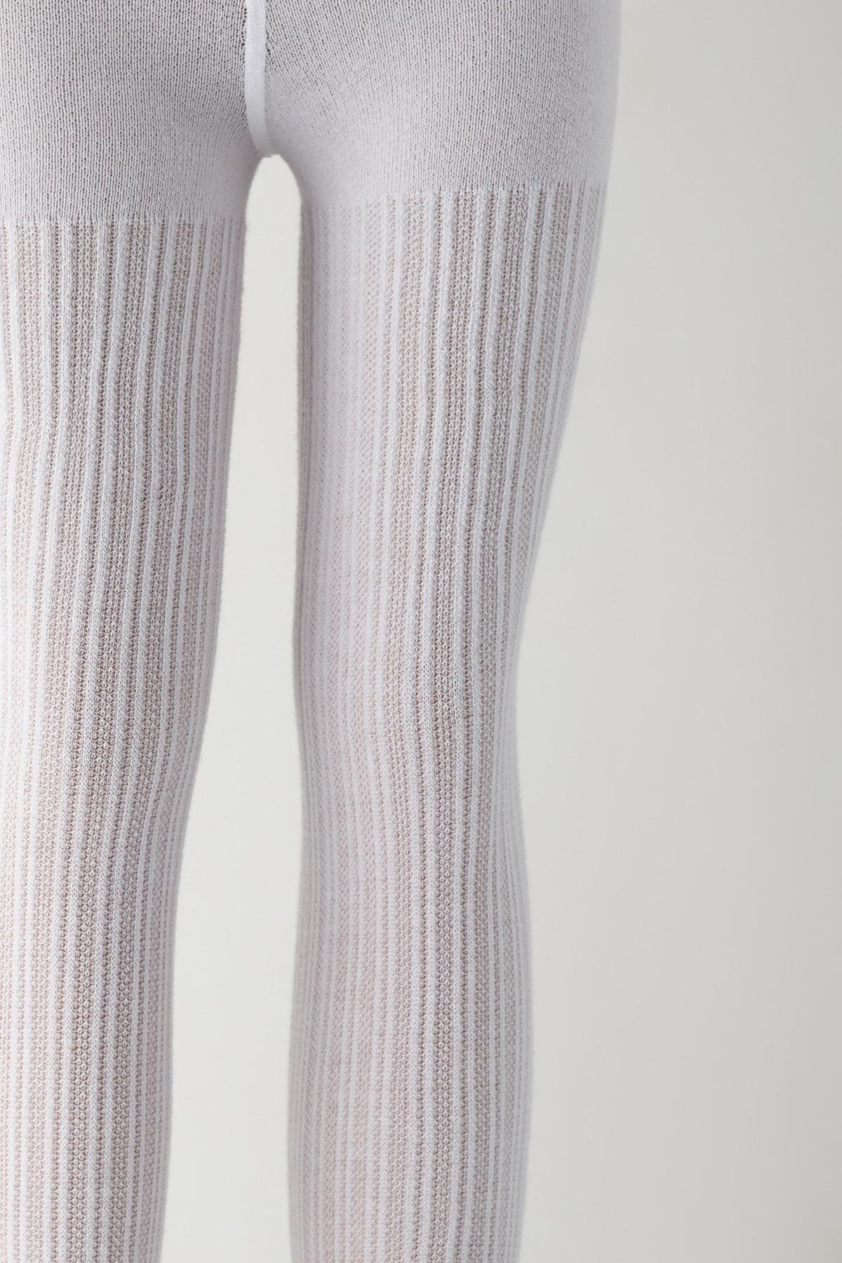 Girls Gray and White Patterned 2-Piece Tights