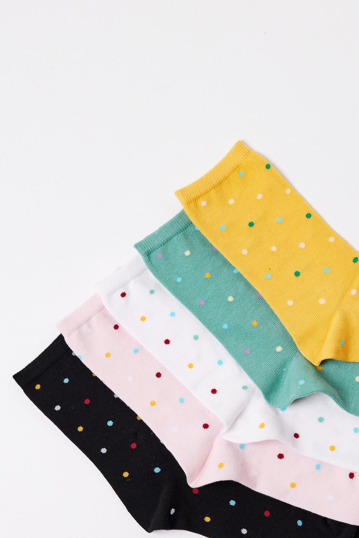 Kadın Benekli Desenli 5li Soket Çorap