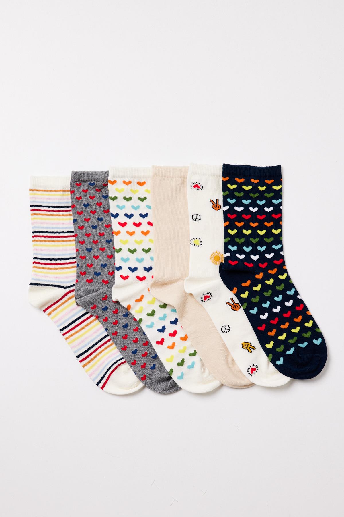 Womens 6-Pack Patterned Ankle Socks