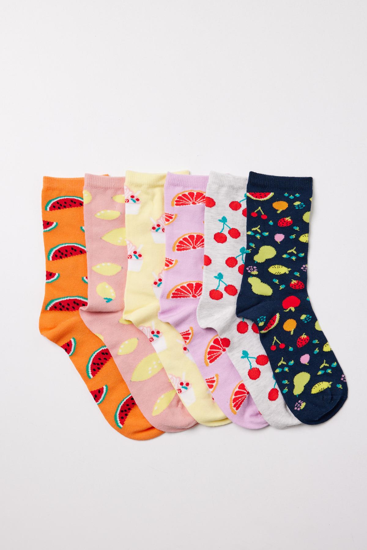 Womens 6-Pair Fruit Patterned Socks