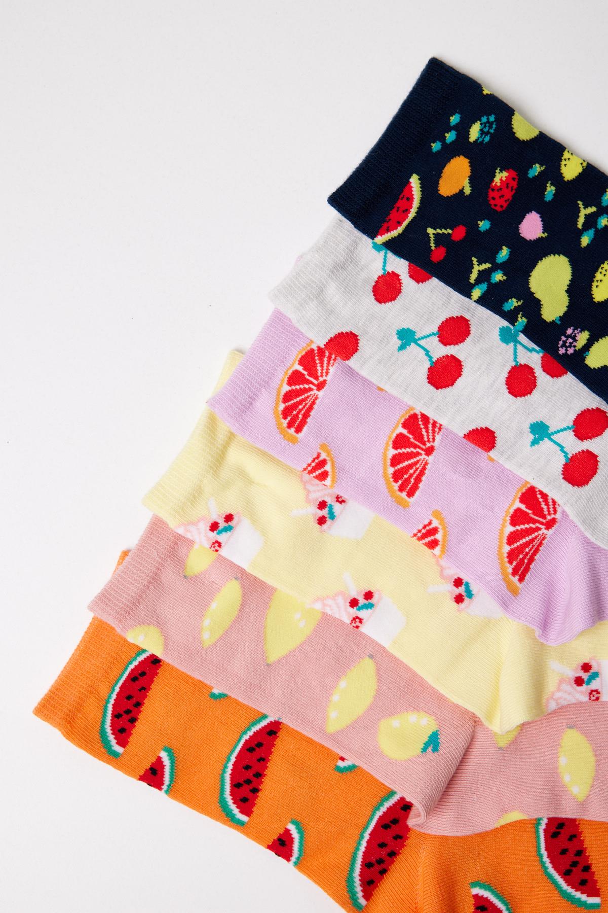 Womens 6-Pair Fruit Patterned Socks
