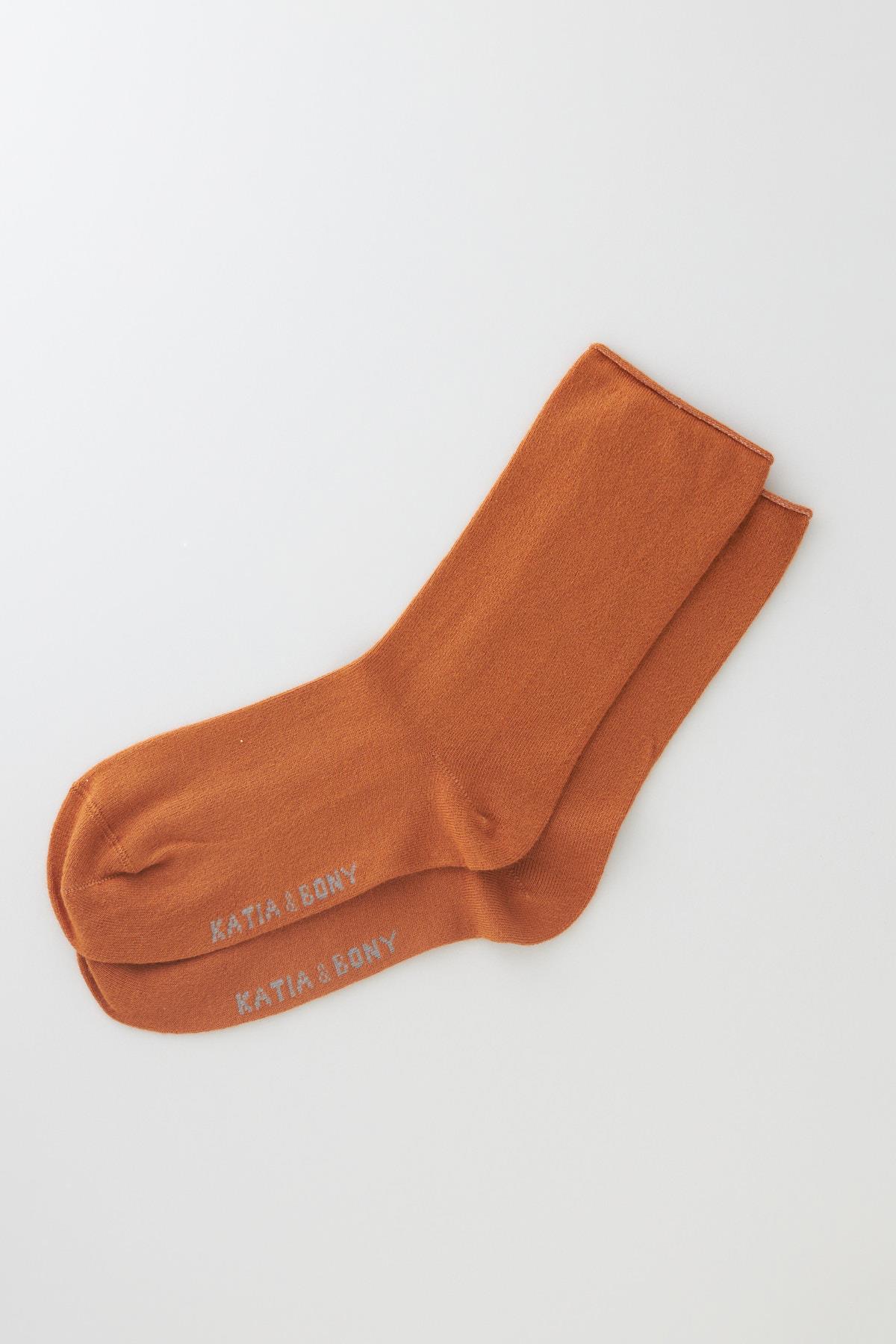 Womens Mustard Colored Non-Elasticated Modal Fabric Thin Ankle Socks