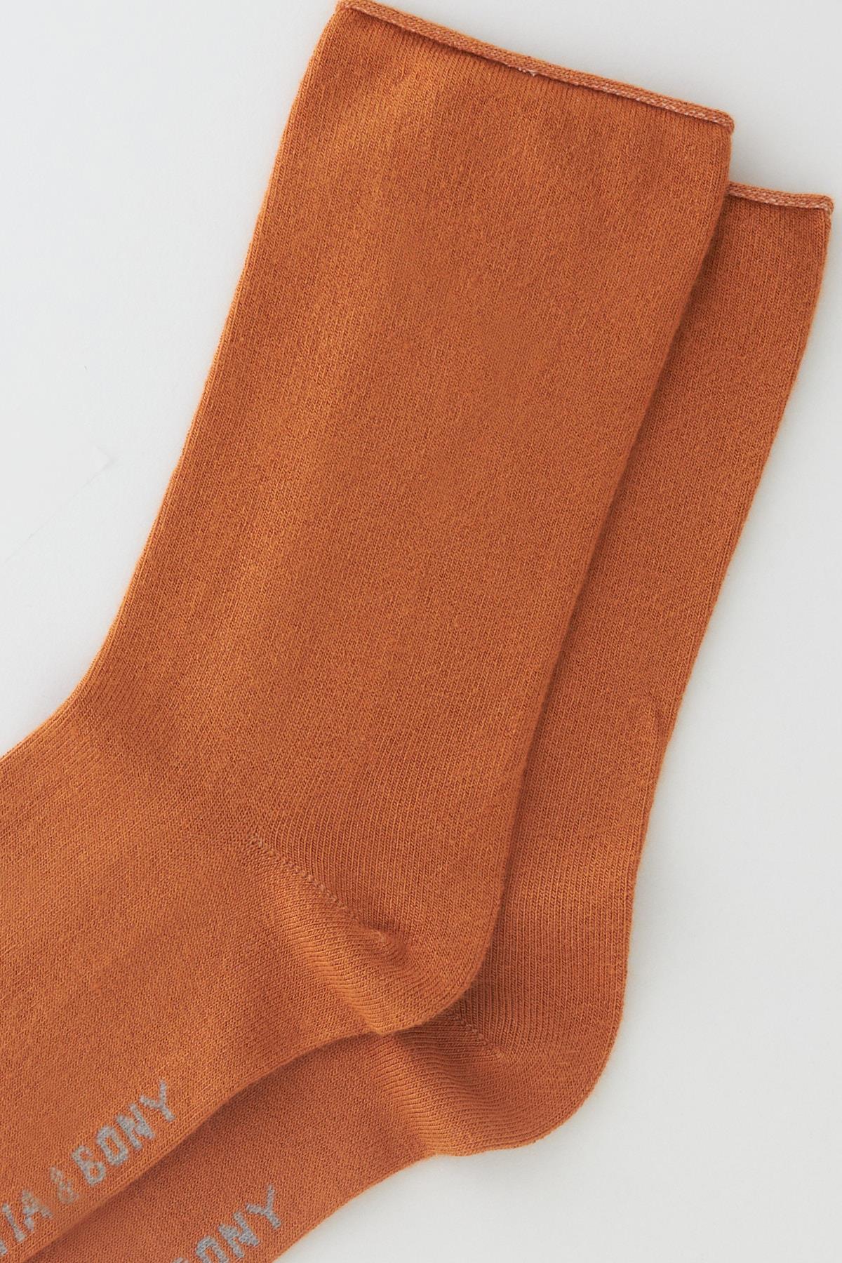 Womens Mustard Colored Non-Elasticated Modal Fabric Thin Ankle Socks