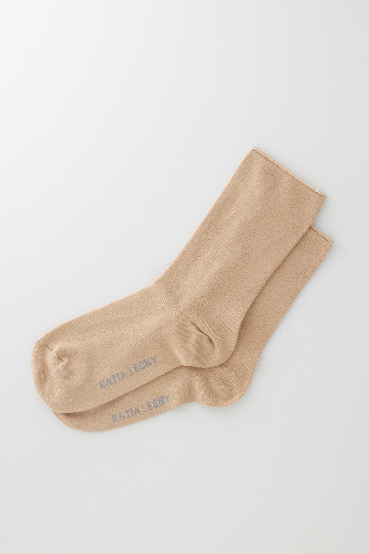 12401G2069 LASTİKSİZ MODAL KADIN ÇORAP LATTE