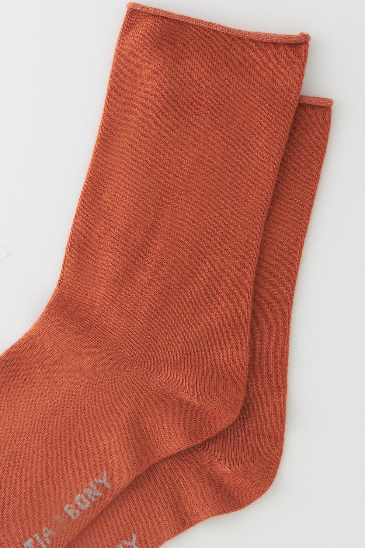 Womens Terracotta Colored Non-Elastics Modal Fabric Thin Sock