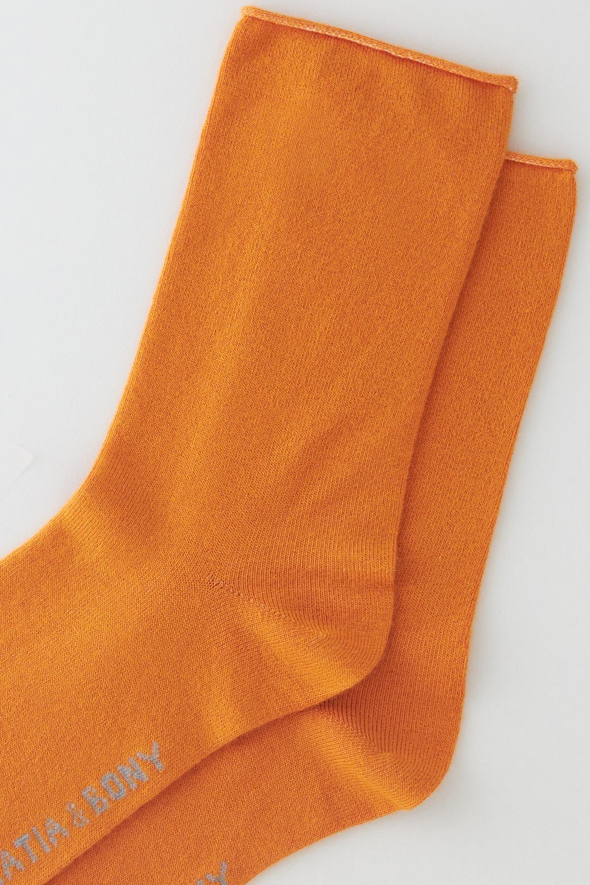 Womens Neon Orange Color Seamless Modal Fabric Thin Sock
