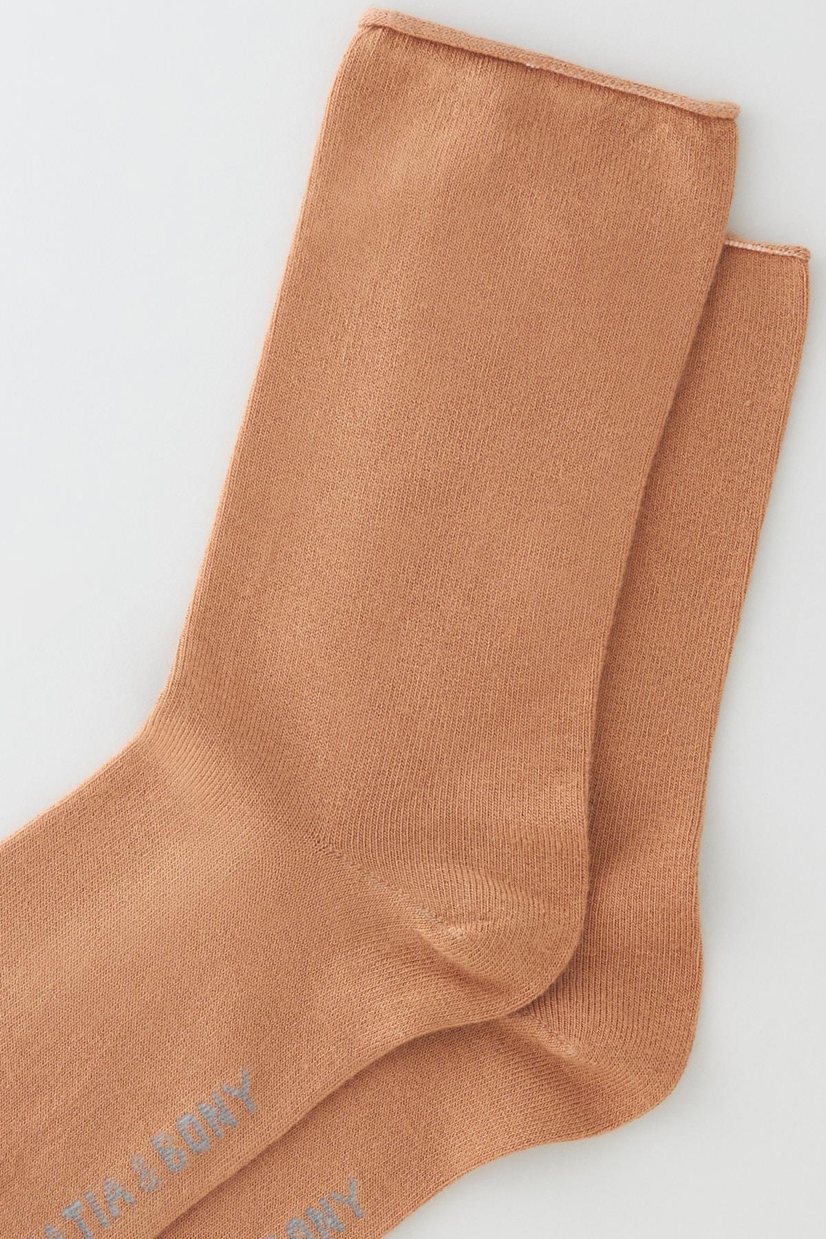 Women’s Light Brown Color Non-elastic Modal Fabric Thin Socket Socks