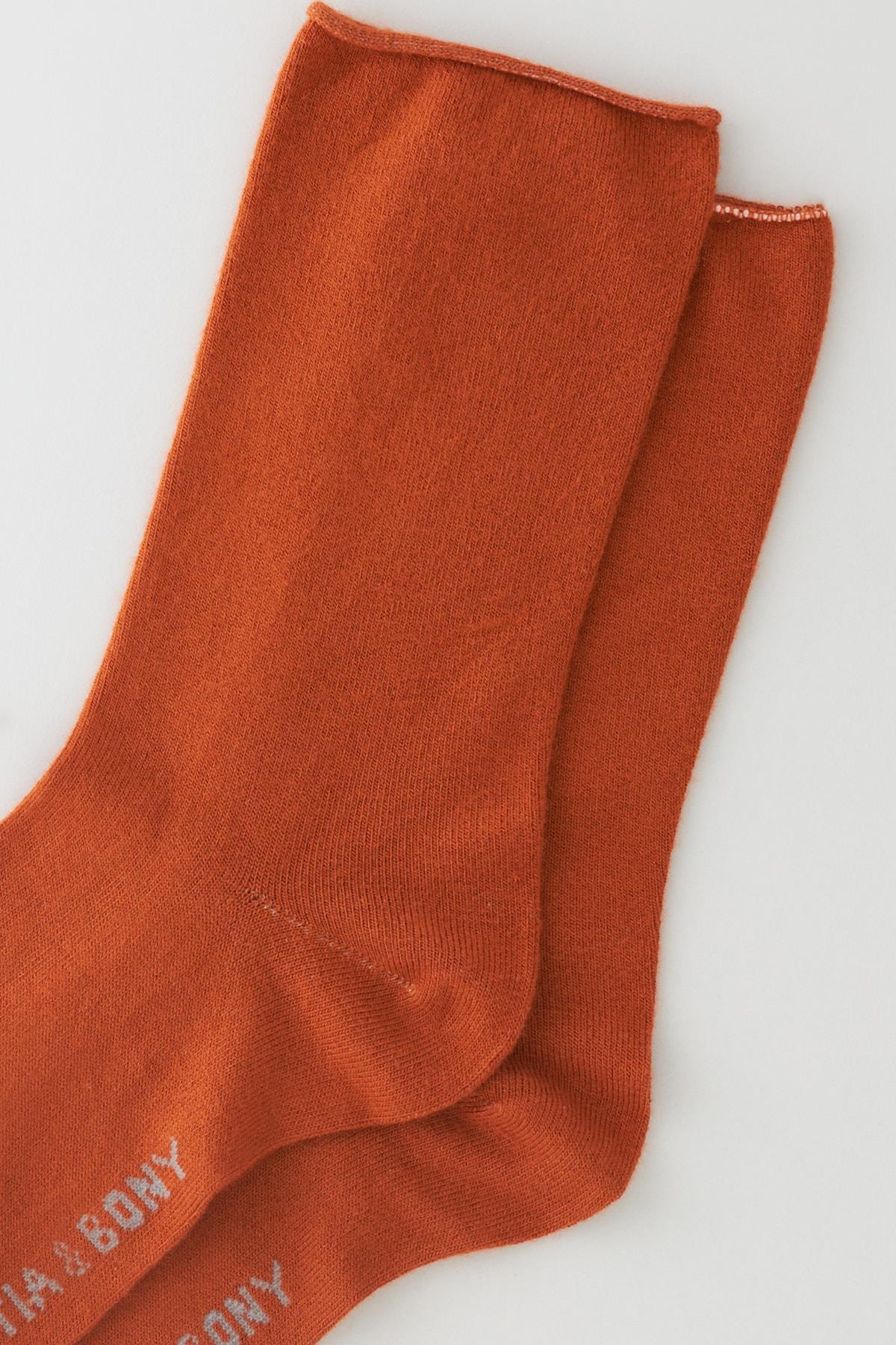 Womens Dark Terracotta Color Non-elastic Modal Fabric Thin Sock