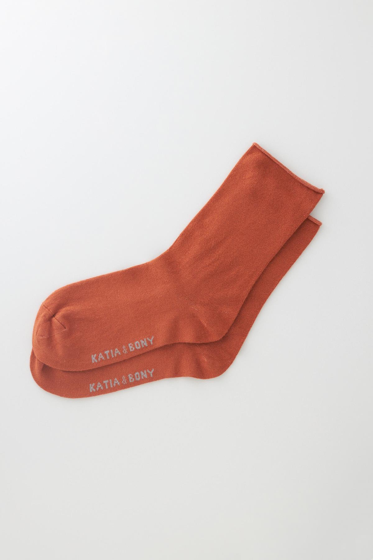 Womens Terracotta Colored Non-Elastics Modal Fabric Thin Sock