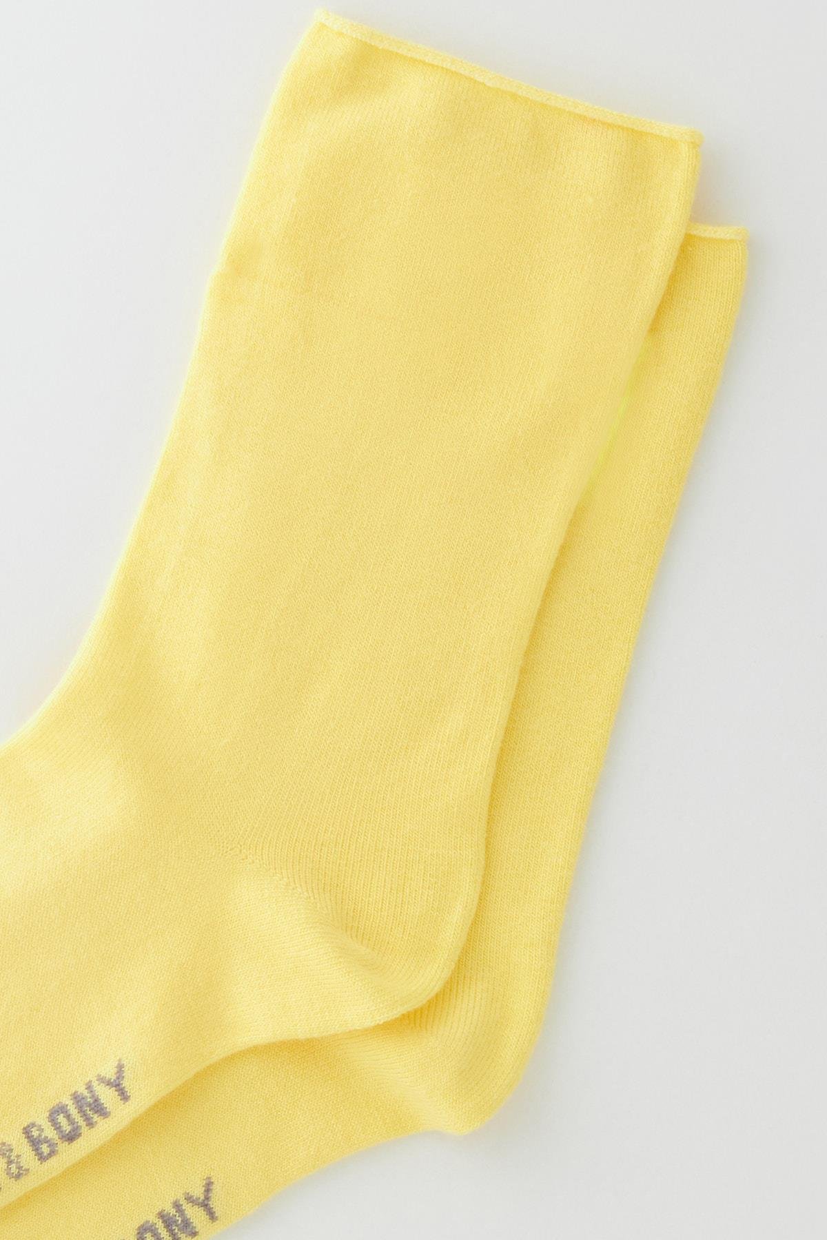 12401G2069 LASTİKSİZ MODAL KADIN ÇORAP Sarı