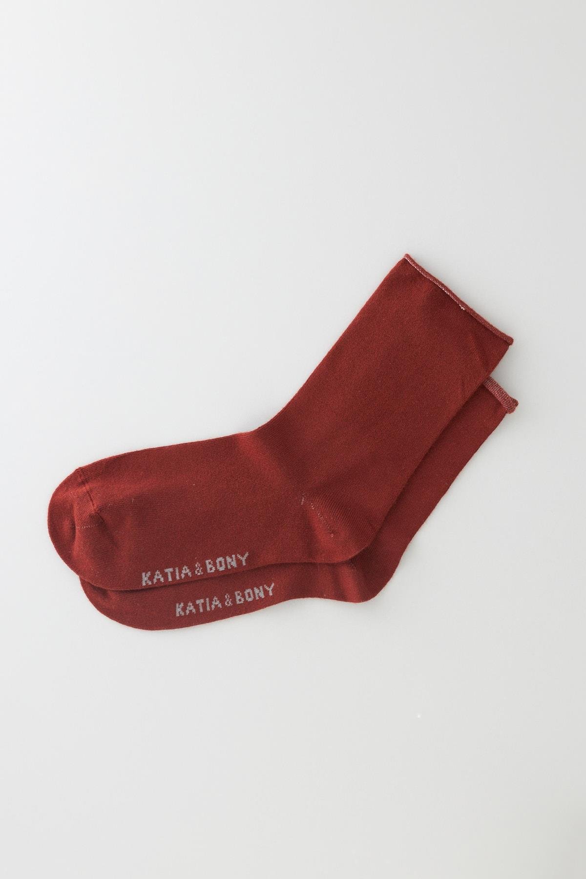 Womens Dark Red Color Non-Elastics Modal Fabric Thin Socket Socks