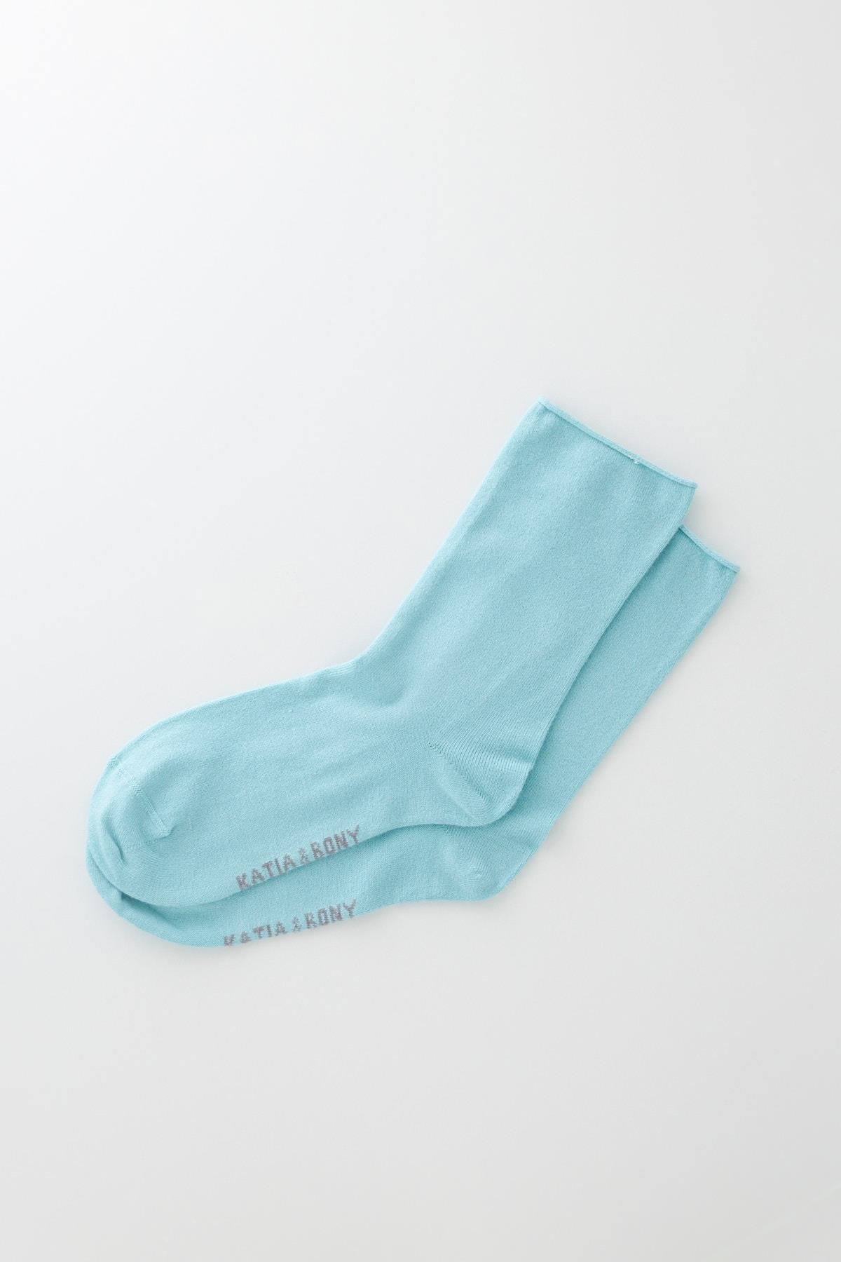 Womens Light Blue Non-elastic Modal Fabric Thin Sock