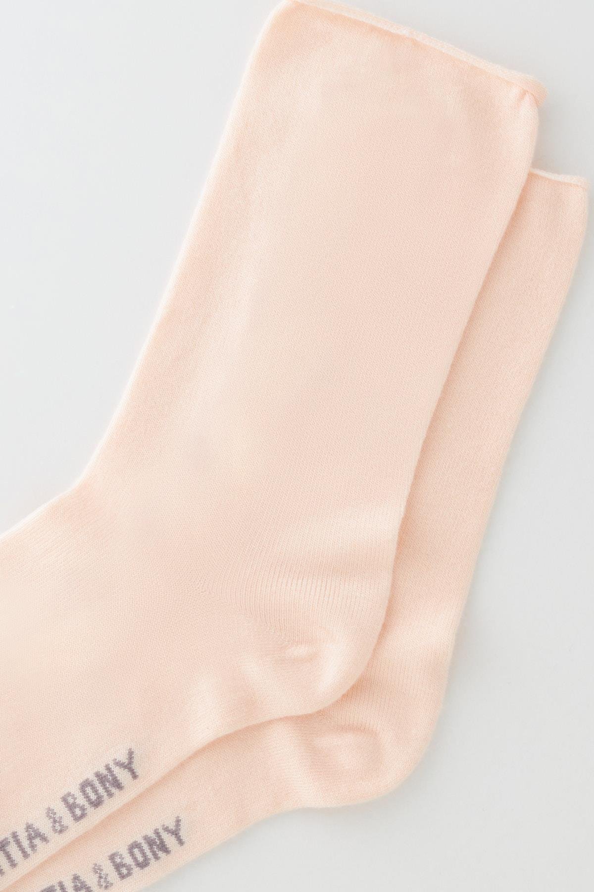 Womens Light Pink Color Seamless Modal Fabric Thin Socket Socks