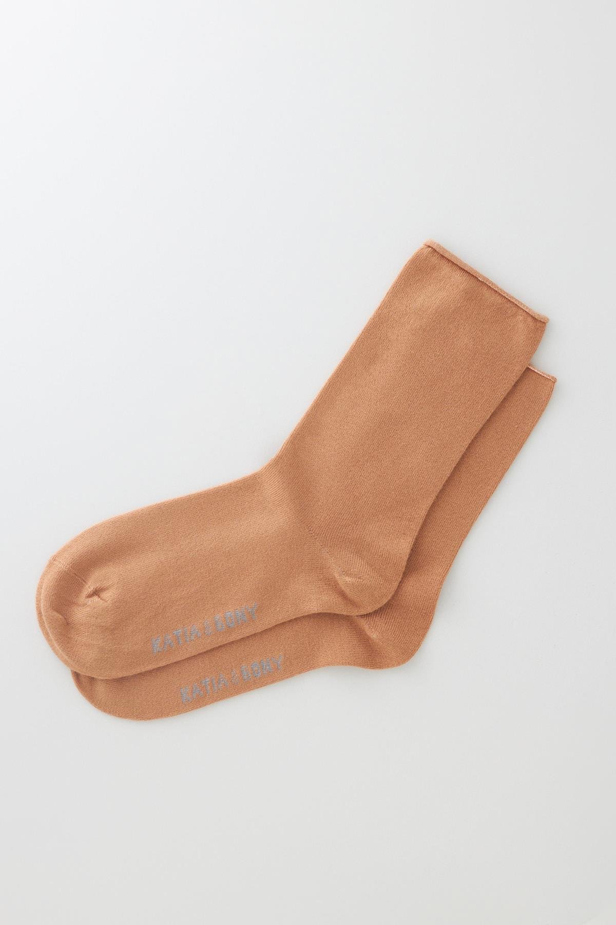 Women’s Light Brown Color Non-elastic Modal Fabric Thin Socket Socks