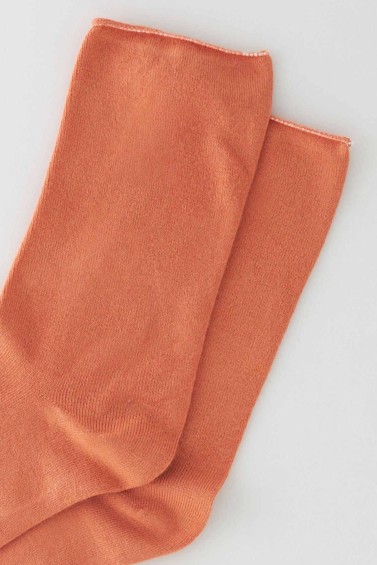 Womens Orange Color Non-elastic Modal Fabric Thin Socket Socks