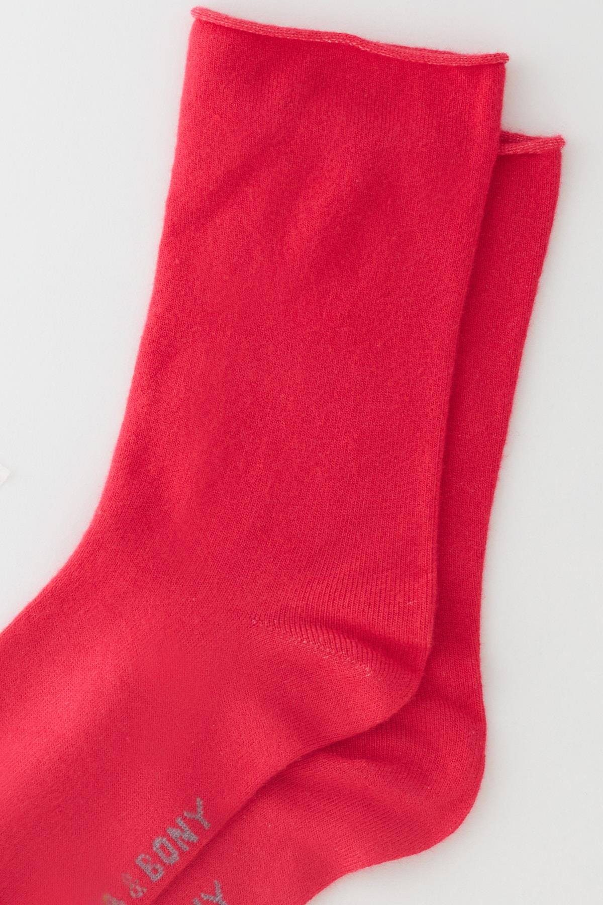 Womens Dark Pink Color No-Elastic Modal Fabric Thin Sock