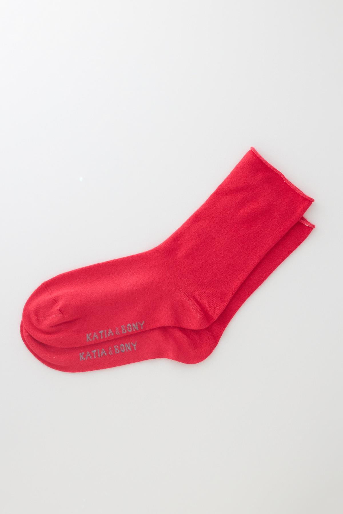 Womens Dark Pink Color No-Elastic Modal Fabric Thin Sock