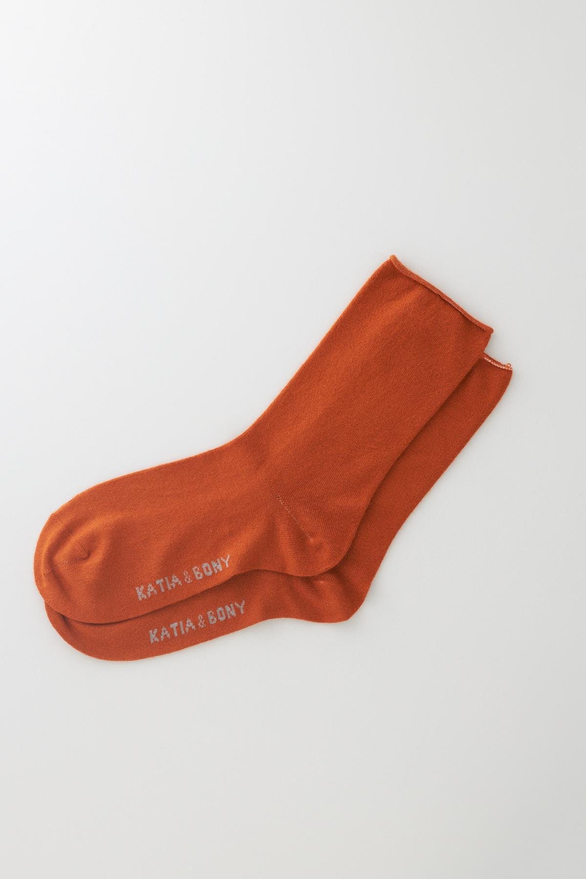 Womens Dark Terracotta Color Non-elastic Modal Fabric Thin Sock