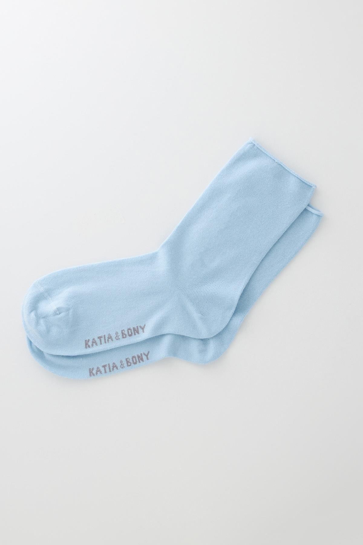 Womens Light Blue Non-Elastics Modal Fabric Thin Socket Socks