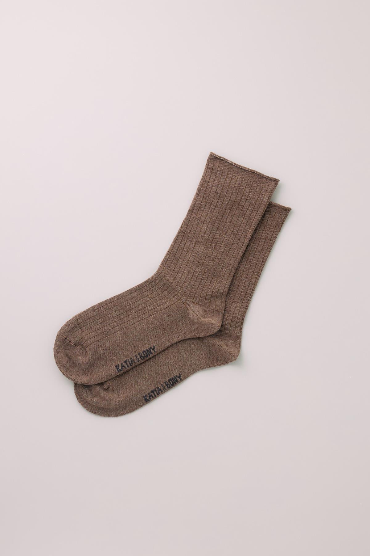 Womens Brown Viscose Sock