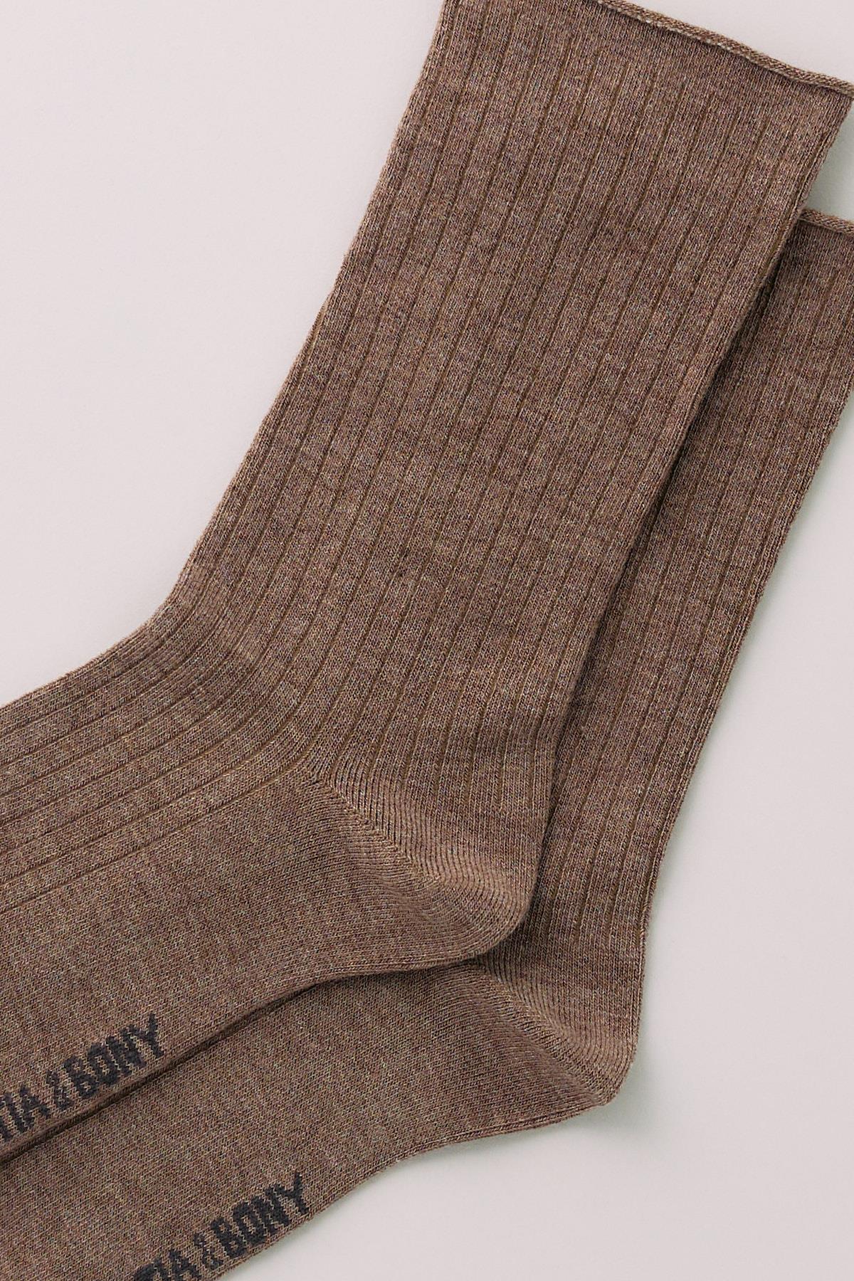 Womens Brown Viscose Sock
