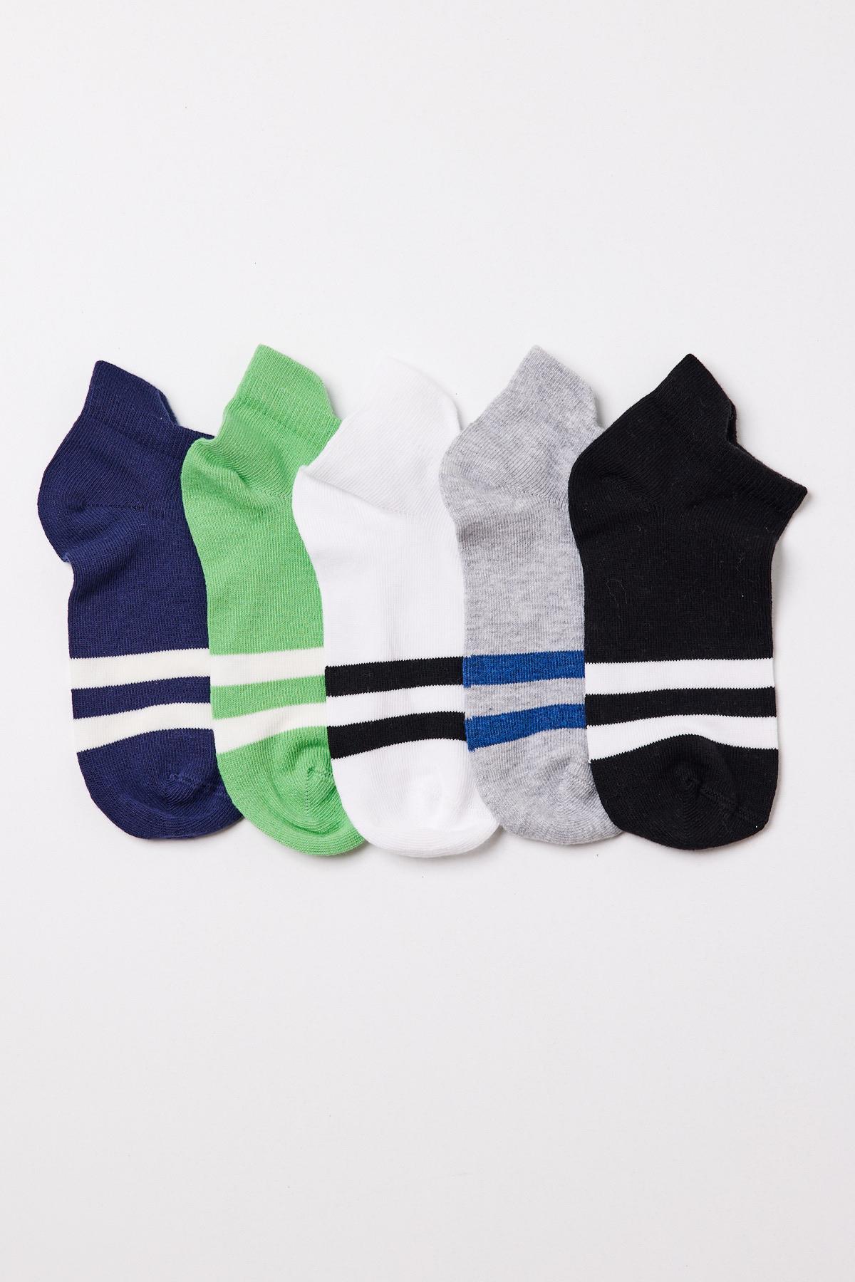 Erkek Çocuk Çizgi Detaylı 5li Patik Çorap