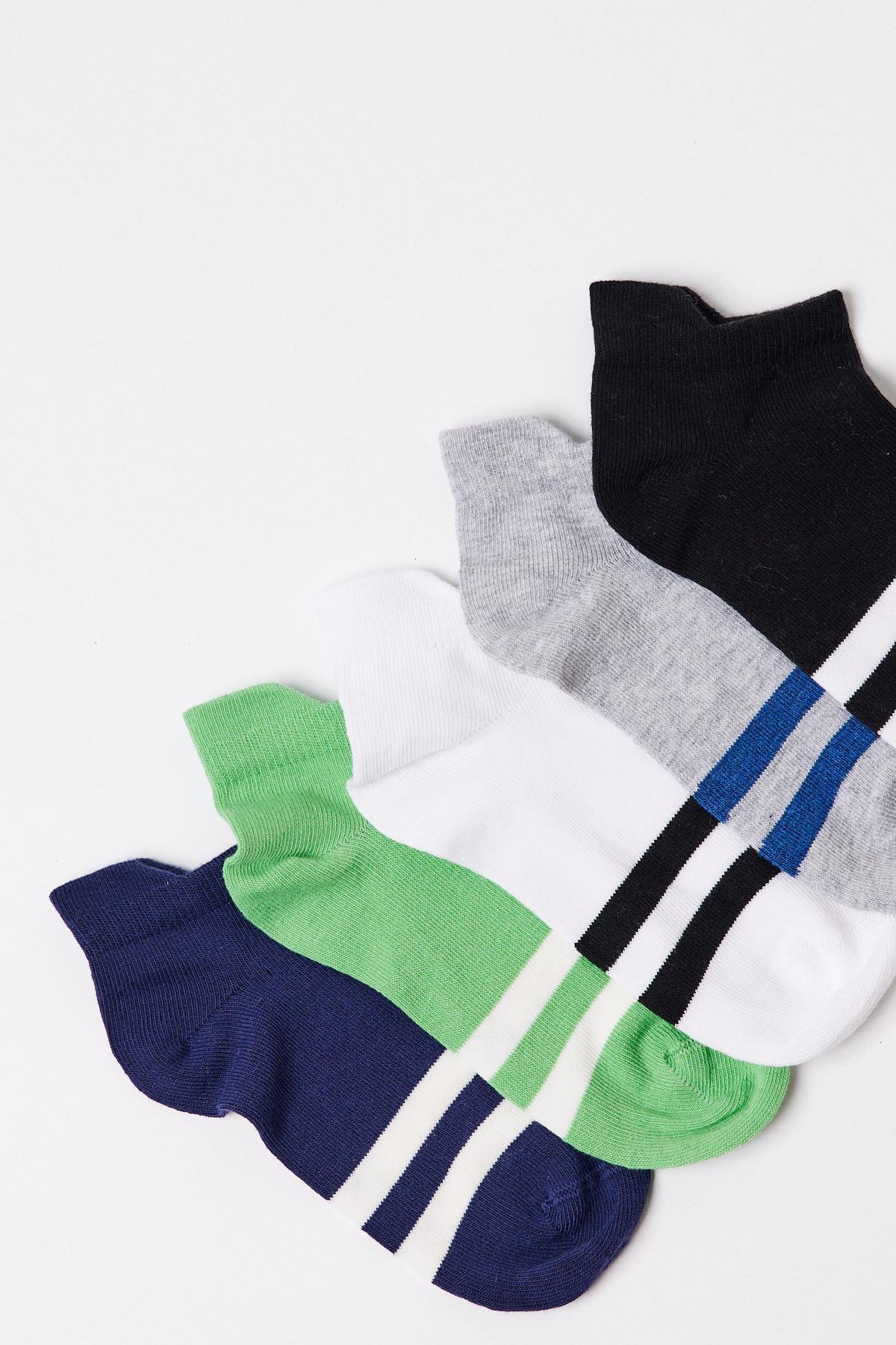 Erkek Çocuk Çizgi Detaylı 5li Patik Çorap